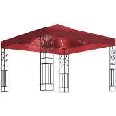 vidaXL Pavillon mit LED-Lichterkette 3x3 m Weinrot