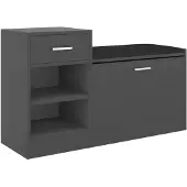 vidaXL Schuhbank Grau 94,5x31x57 cm Holzwerkstoff
