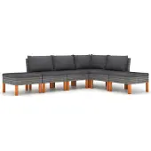vidaXL 6-tlg. Garten-Lounge-Set mit Kissen Poly Rattan Grau