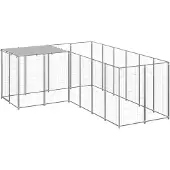 vidaXL Hundezwinger Silbern 4,84 m² Stahl