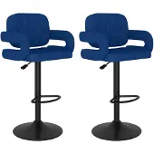 vidaXL Barhocker 2 Stk. Blau Stoff