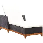 vidaXL Sonnenliege Poly Rattan und Massivholz Akazie Schwarz
