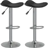 vidaXL Barhocker 2 Stk. Schwarz Verchromter Stahl und Kunstleder