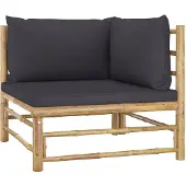 vidaXL Garten-Ecksofa mit Dunkelgrauen Kissen Bambus