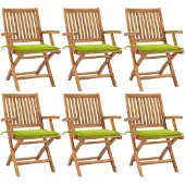 vidaXL Klappbare Gartenstühle mit Kissen 6 Stk. Massivholz Teak