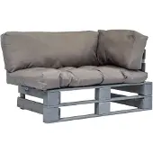 vidaXL Outdoor-Sofa Paletten mit Kissen in Grau Kiefernholz