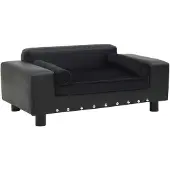 vidaXL Hundesofa Schwarz 81x43x31 cm Plüsch und Kunstleder