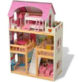 vidaXL 3-Stöckiges Puppenhaus Holz 60 x 30 x 90 cm