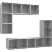 vidaXL 4-tlg. TV-Schrank-Set Betongrau Holzwerkstoff