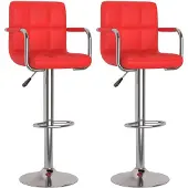 vidaXL Barhocker 2 Stk. Rot Kunstleder