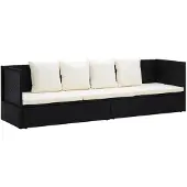 vidaXL Garten-Sofabett mit Kissen Poly Rattan Schwarz