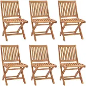 vidaXL Klappbare Gartenstühle 6 Stk. Massivholz Teak