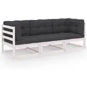 vidaXL 3-Sitzer-Gartensofa mit Kissen Kiefer Massivholz