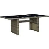 vidaXL Gartentisch Braun Poly Rattan und Hartglas