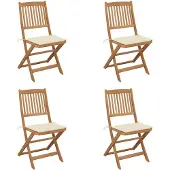 vidaXL Klappbare Gartenstühle 4 Stk. mit Kissen Massivholz Akazie