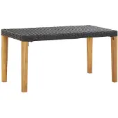 vidaXL Gartenbank 120 cm Schwarz Poly Rattan und Massivholz Akazie