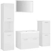 vidaXL Badmöbel-Set Weiß Holzwerkstoff
