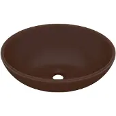 vidaXL s Ovales Waschbecken Matt Dunkelbraun 40x33 cm Keramik