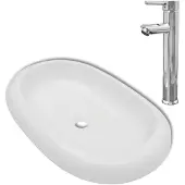 vidaXL Bad-Waschbecken mit Mischbatterie Keramik Oval Weiß