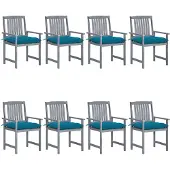 vidaXL Gartenstühle mit Kissen 8 Stk. Massivholz Akazie Grau