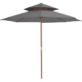 vidaXL Sonnenschirm mit Entlüftung und Holz-Mast 270 cm Anthrazit