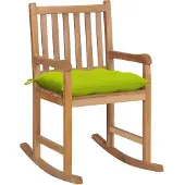 vidaXL Schaukelstuhl mit Hellgrünem Kissen Massivholz Teak