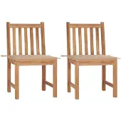 vidaXL Gartenstühle 2 Stk. mit Kissen Massivholz Teak