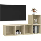 vidaXL 2-tlg. TV-Schrank-Set Sonoma-Eiche Holzwerkstoff