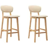 vidaXL Barhocker 2 Stk. Creme Stoff