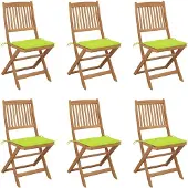 vidaXL Klappbare Gartenstühle 6 Stk. mit Kissen Massivholz Akazie