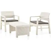 vidaXL 3-tlg. Garten-Lounge-Set Kunststoff Weiß