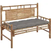 vidaXL Gartenbank mit Auflage 120 cm Bambus