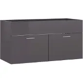 vidaXL Waschbeckenunterschrank Hochglanz-Grau 90x38,5x46cm