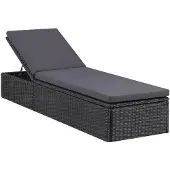 vidaXL Sonnenliege Poly Rattan Schwarz und Dunkelgrau