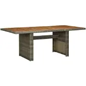 vidaXL Gartentisch Braun Poly Rattan und Akazie Massivholz