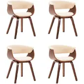 vidaXL Esszimmerstühle 4 Stk. Creme Bugholz und Kunstleder
