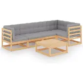 vidaXL 6-tlg. Garten-Lounge-Set mit Kissen Kiefer Massivholz
