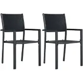 vidaXL Gartenstühle 2 Stk. Schwarz Kunststoff Rattan-Optik