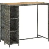 vidaXL Bartisch mit Regal Grau 120x60x110 cm Poly Rattan