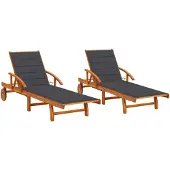vidaXL Sonnenliegen 2 Stk. mit Auflagen Massivholz Akazie