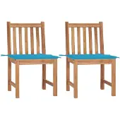 vidaXL Gartenstühle 2 Stk. mit Kissen Massivholz Teak