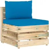 vidaXL Modulares Mittelsofa mit Kissen Grün Imprägniertes Holz