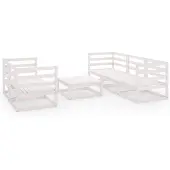 vidaXL 6-tlg. Garten-Lounge-Set Weiß Massivholz Kiefer