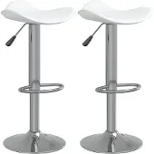 vidaXL Barhocker 2 Stk. Weiß Verchromter Stahl und Kunstleder