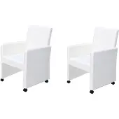 vidaXL Esszimmerstühle 2 Stk. Weiß Kunstleder