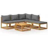 vidaXL 6-tlg. Garten-Lounge-Set mit Auflagen Massivholz Akazie