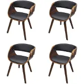 vidaXL Esszimmerstühle 4 Stk. Braun Bugholz und Kunstleder