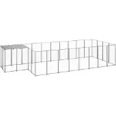 vidaXL Hundezwinger Silbern 10,89 m² Stahl