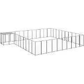 vidaXL Hundezwinger Schwarz 31,46 m² Stahl