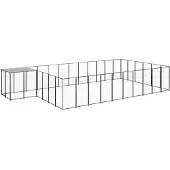 vidaXL Hundezwinger Schwarz 19,36 m² Stahl